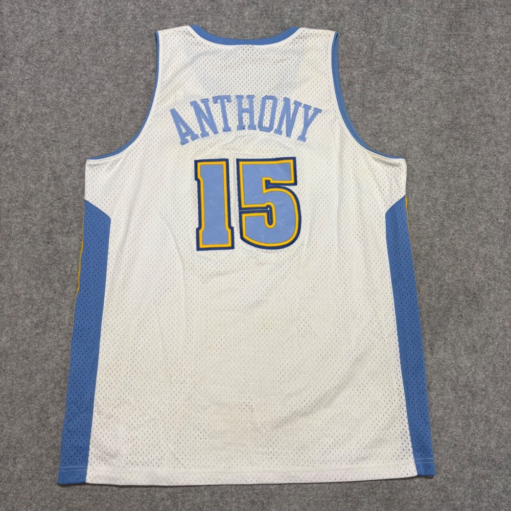 Nike NBA Denver Nuggets Carmelo Anthony 15 Jersey Mens XL White Blue Mesh